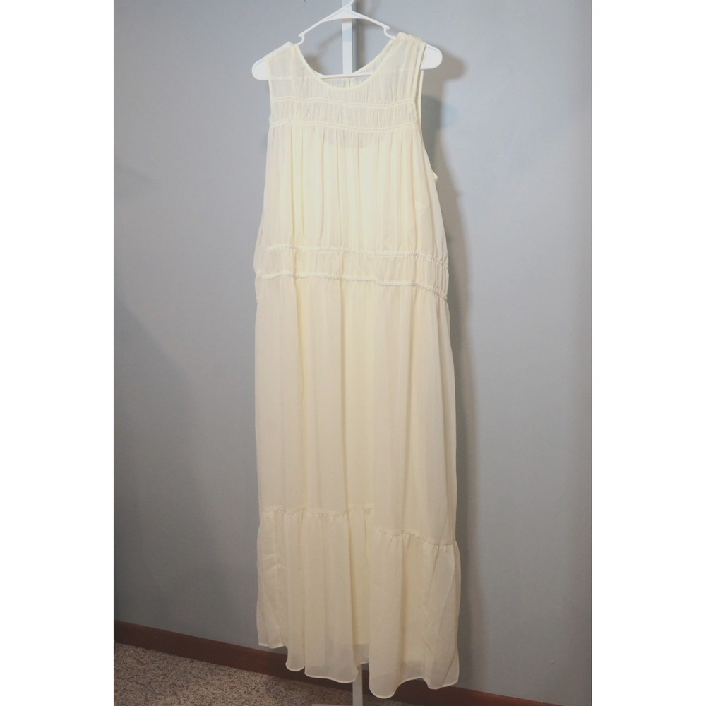 NWT A New Day Size 2X Cream-Colored Sheer Gauze Lined Pullover Maxi Dress